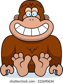 A cartoon illustration of a bigfoot sitting.