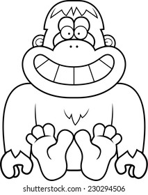 A cartoon illustration of a bigfoot sitting.