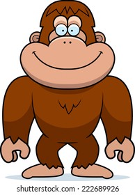 A cartoon illustration of a bigfoot smiling.
