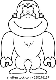 A cartoon illustration of a bigfoot smiling.