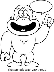 A cartoon illustration of a bigfoot talking.