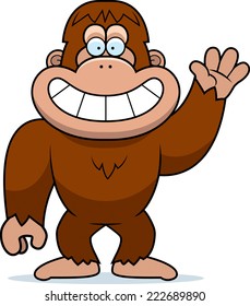A cartoon illustration of a bigfoot waving.