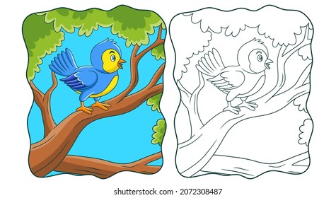 cartoon illustration birds chirping in the trees book or page for kids