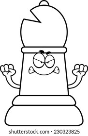 A cartoon illustration of a bishop chess piece looking angry.