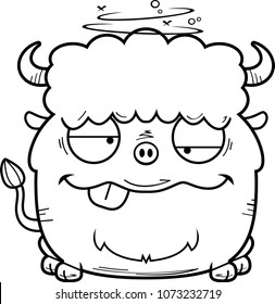 A cartoon illustration of a bison looking drunk.