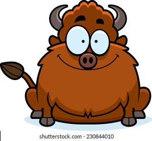 A cartoon illustration of a bison smiling.