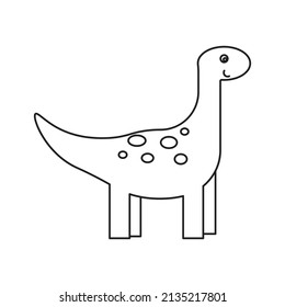 Cartoon illustration with black cartoon dinosaur icon. Cute character logo. Vector illustration. stock image. 