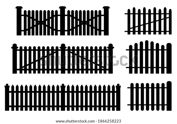 Cartoon Illustration Black Fences Silhouette On Stock Vector Royalty Free