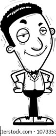 A cartoon illustration of a black groom looking confident.