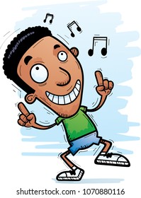 A cartoon illustration of a black man dancing.