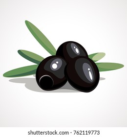 Cartoon illustration of black olives. Vector illustration