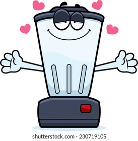 A cartoon illustration of a blender ready to give a hug.