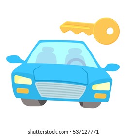 Cartoon illustration of blue car vector icon for web