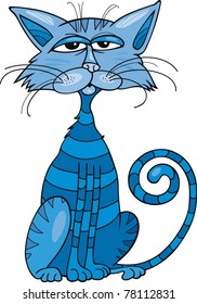 Cartoon illustration of Blue cat