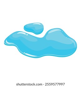 Cartoon illustration of a blue liquid puddle dripping and spreading