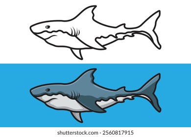 Cartoon Illustration of a Blue Shark