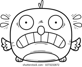 A cartoon illustration of a bluebird looking scared.