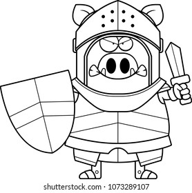 A cartoon illustration of a boar knight looking angry.