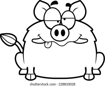 A cartoon illustration of a boar looking drunk.