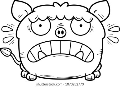 A cartoon illustration of a boar looking scared.