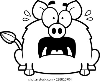 A cartoon illustration of a boar looking scared.
