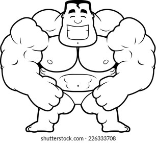 A cartoon illustration of a bodybuilder flexing.