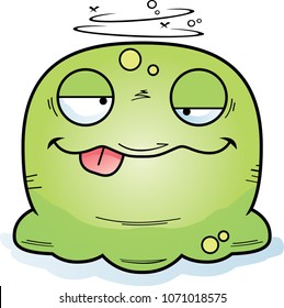 A cartoon illustration of a booger looking drunk.