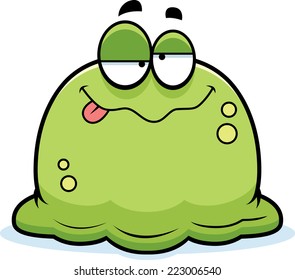 A cartoon illustration of a booger looking drunk.