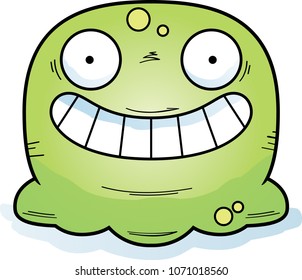 A cartoon illustration of a booger looking happy.