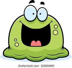 A cartoon illustration of a booger looking happy.