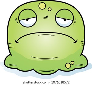 A cartoon illustration of a booger looking sad.