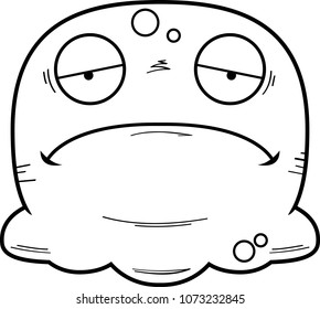 A cartoon illustration of a booger looking sad.