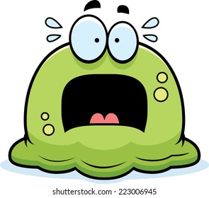 A cartoon illustration of a booger looking scared.