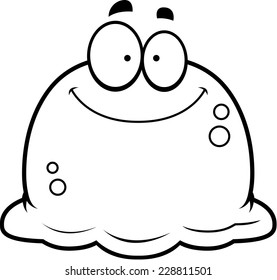 A cartoon illustration of a booger smiling.