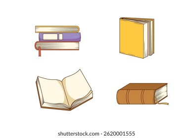 Cartoon Illustration Book Elements Set