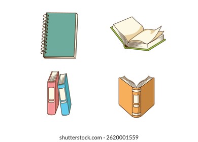 Cartoon Illustration Book Elements Set