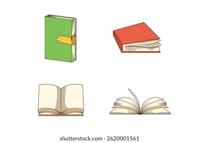 Cartoon Illustration Book Elements Set