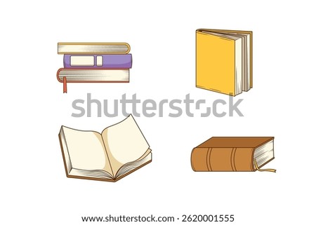 Cartoon Illustration Book Elements Set