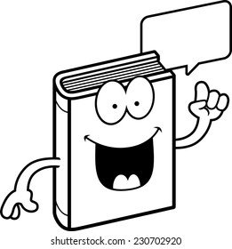 A cartoon illustration of a book talking.
