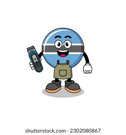 Cartoon Illustration of botswana as a barber man , character design