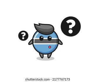 Cartoon Illustration of botswana flag badge with the question mark , cute style design for t shirt, sticker, logo element