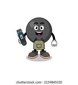 Cartoon Illustration of bowling ball as a barber man , character design