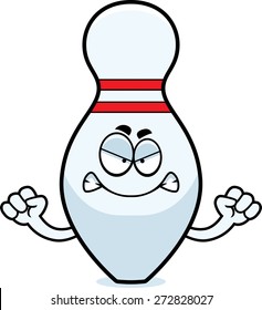 A cartoon illustration of a bowling pin looking angry.