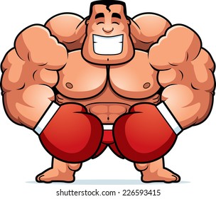 A cartoon illustration of a boxer flexing.