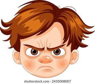 Cartoon illustration of a boy with an angry face.