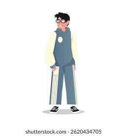 Cartoon illustration of a boy with casual style