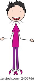 Cartoon illustration of a boy clicking his tongue