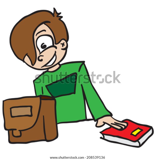 Cartoon Illustration Boy Getting Ready School Image Vectorielle De Stock Libre De Droits