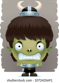 A cartoon illustration of a boy goblin with an angry expression.