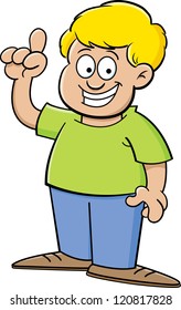 Cartoon illustration of a boy with an idea.